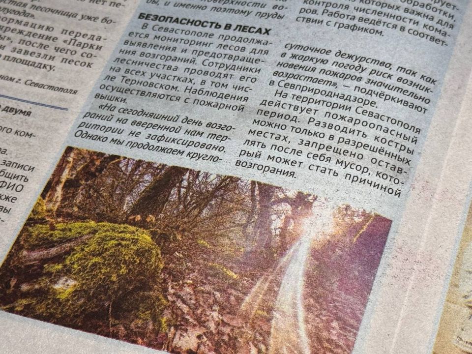 Безопасность в лесах. В выпуске газеты «Слава Севастополя» мы рассказали о мониторинге лесов для предотвращения возгораний