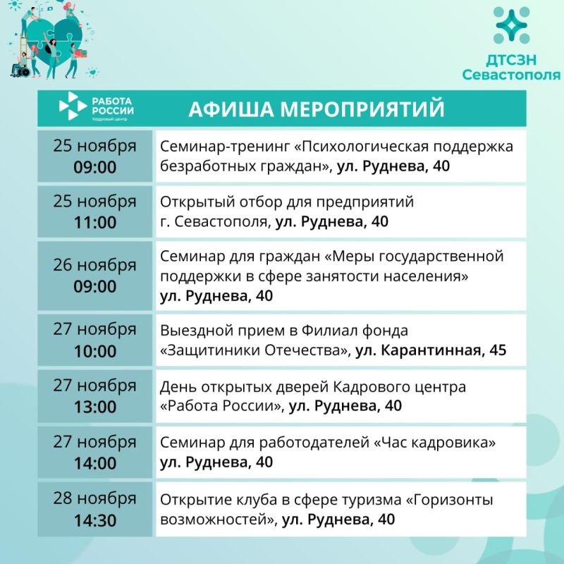 Бесплатные мероприятия Кадрового центра «Работа России» на этой неделе