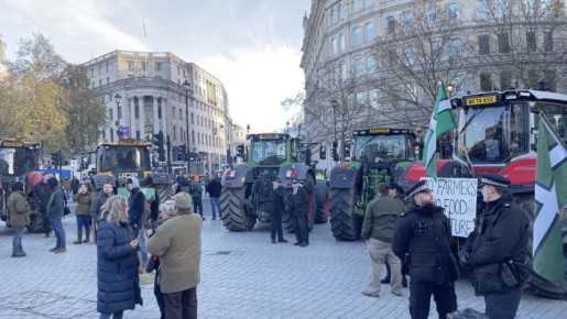 Фермеры протестуют на тракторах в центре Лондона