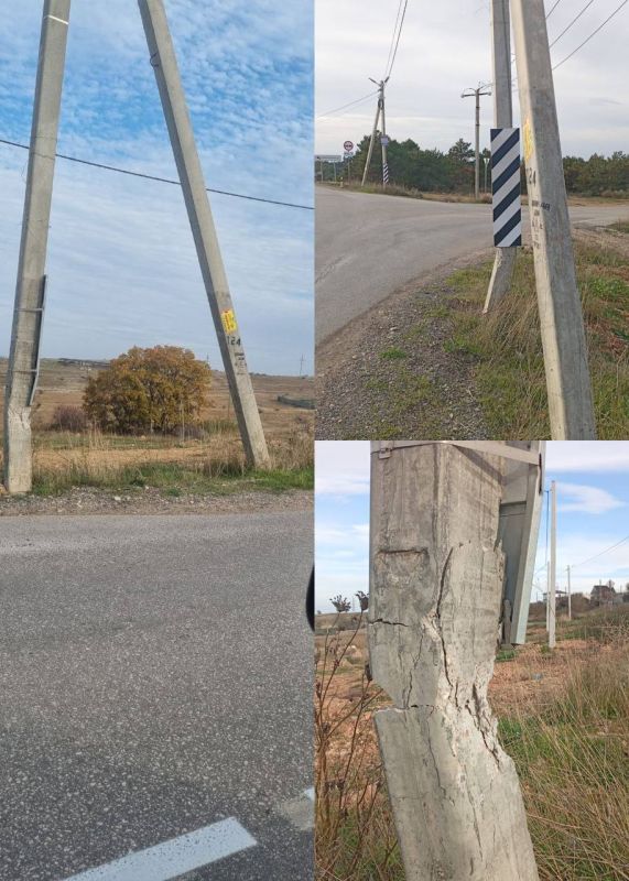 Горсвет: Внимание! Повреждена опора наружного освещения на ул. Дениса Ракицкого (перекресток возле СТ «Гераклея» по направлению в сторону СТ «Балаклавец»)