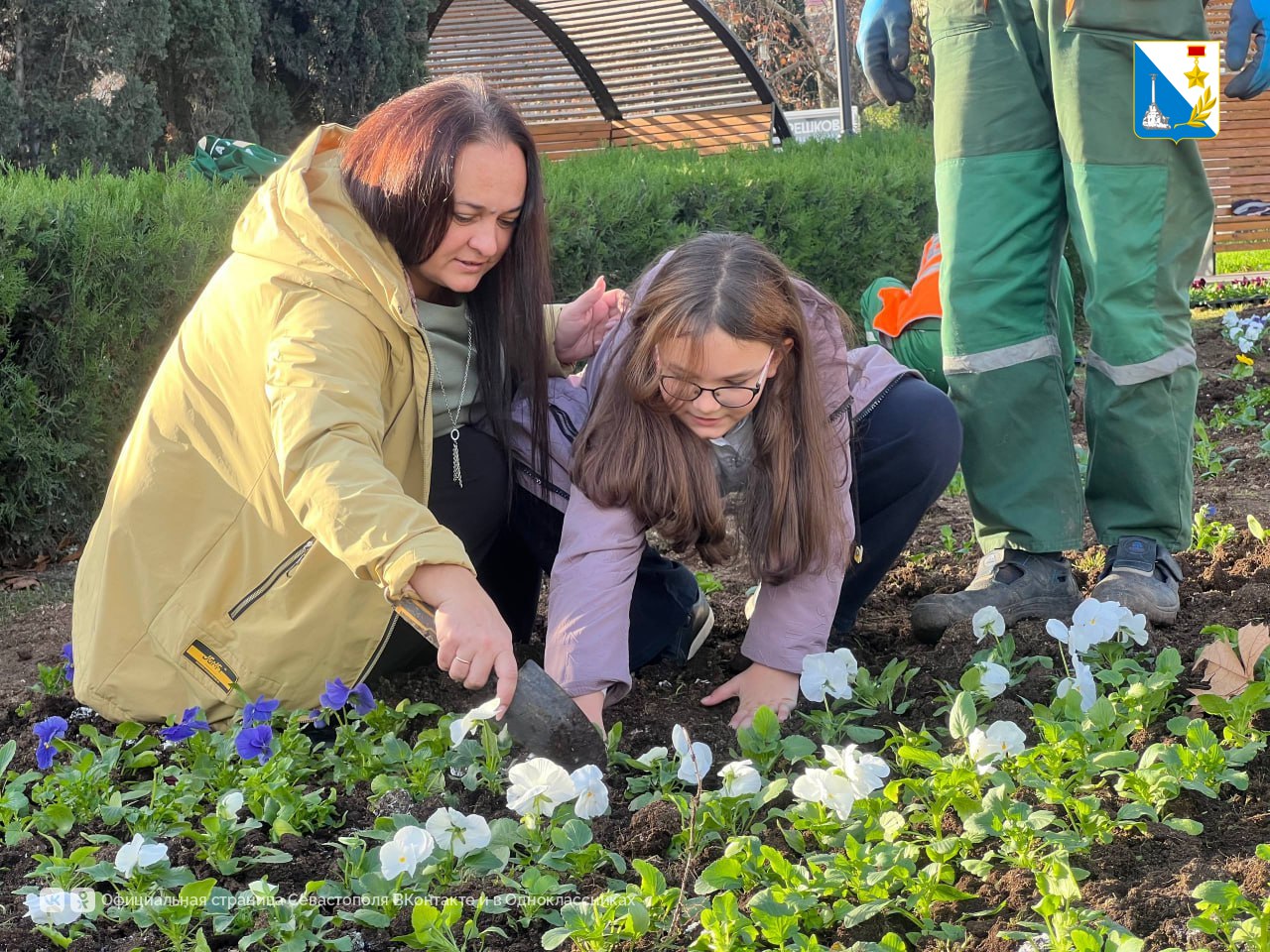 В сквере Юрия Гагарина создали цветочные ковры по эскизам детей-победителей конкурса «Рисуй цветами»