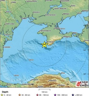 Землетрясение магнитудой 3,1 произошло в Черном море недалеко от Севастополя