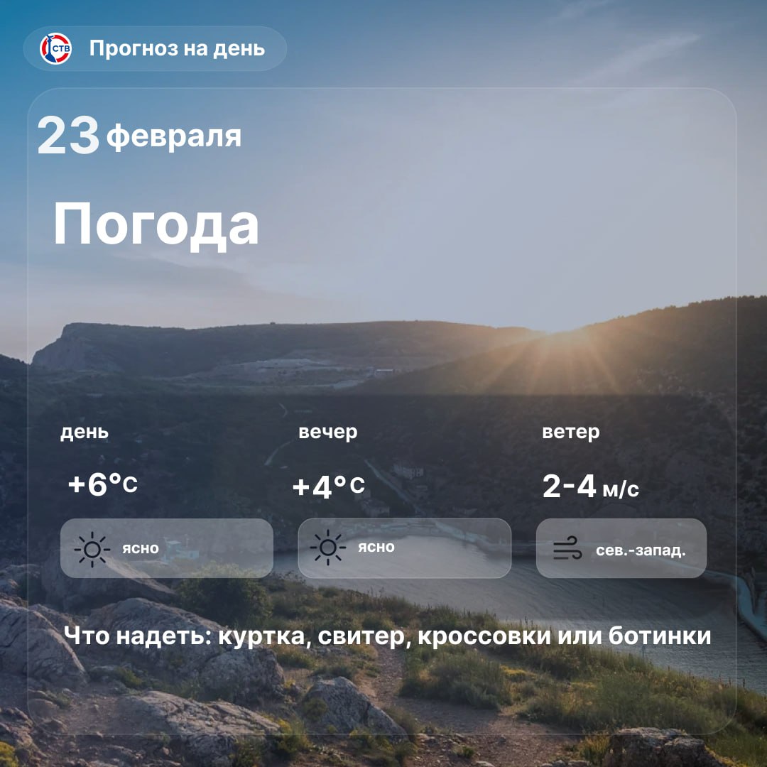 Доброе утро, севастопольцы! Сегодня ясная погода, днём до +6°C
