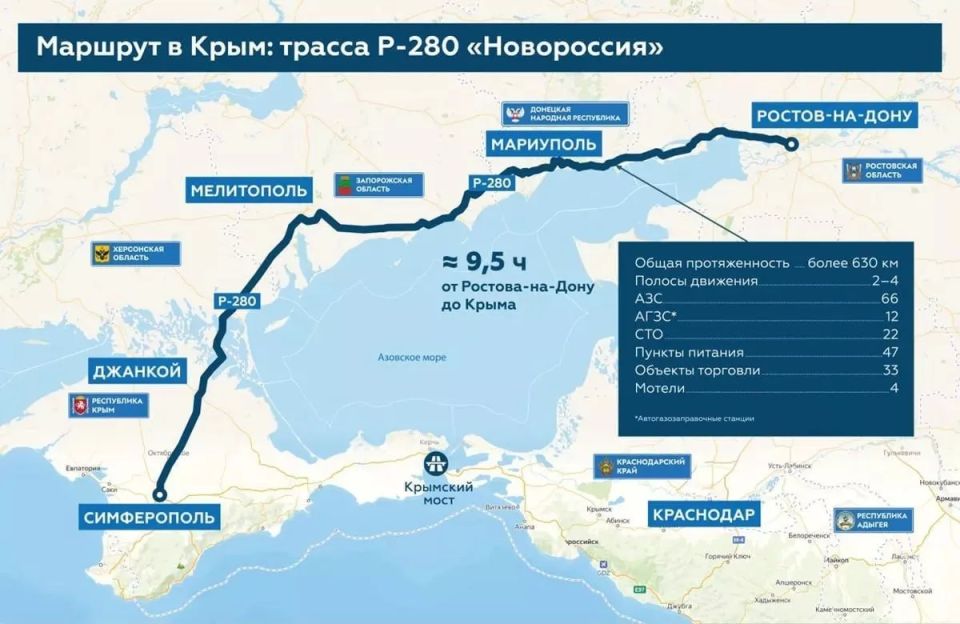 Движение грузовиков на участке трассы Р-280 "Новороссия" через Херсонскую область до пункта пропуска "Джанкой" временно приостановлено указом главы Херсонской области