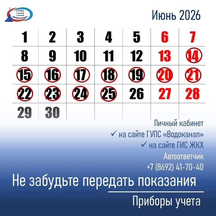 Водоканал: Напоминаем о необходимости передать показания водомеров до 25 числа