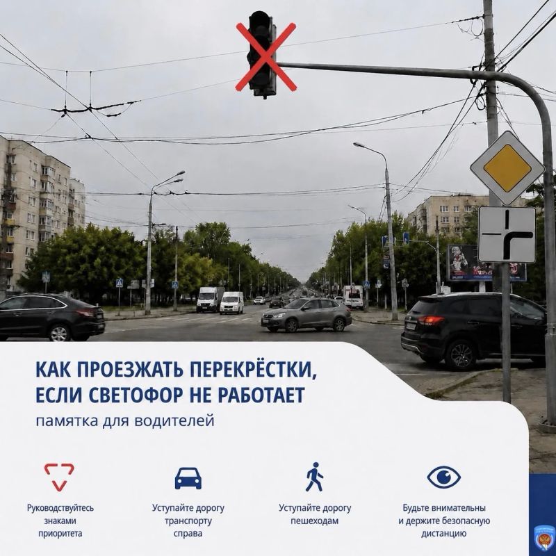 Госавтоинспекция Севастополя напоминает порядок действий водителей при отключении светофора