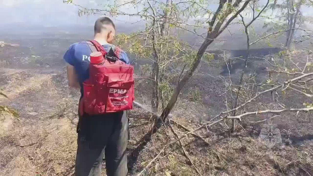 В Евпатории ликвидировали возгорание сухой растительности площадью 1000 кв.м