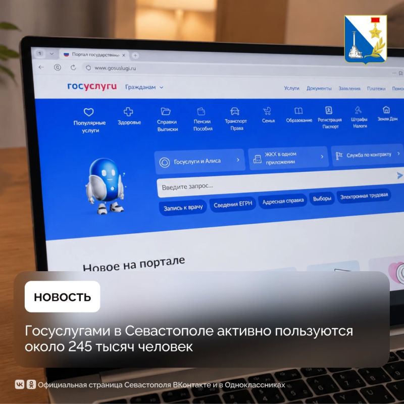 Порядка 245 тысяч севастопольцев активно пользуются Госуслугами