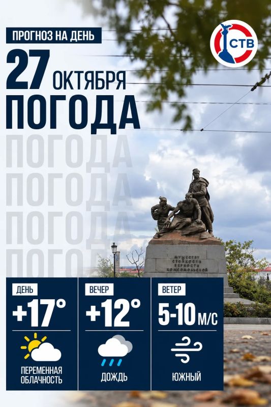 Сегодня, 27 октября, в Севастополе ожидается прохладная осенняя погода